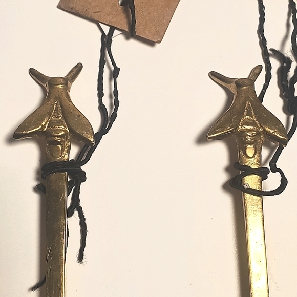 Creative Co-Op Bumble Bee Themed Gold-Colored Brass Spoon Set of 3 NWT - Picture 3 of 4